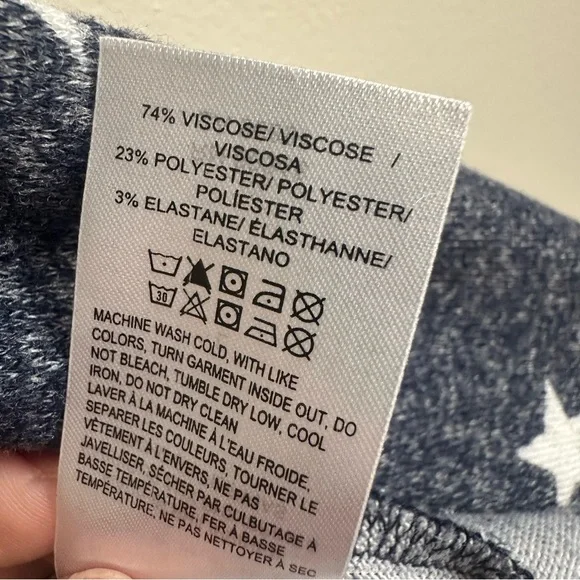 Lucky Brand Star Print Cardigan with Hood, Blue and White, Women’s Size L - Picture 8 of 11